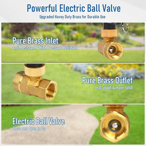 Smart WiFi Water Valve, Brass Motorized Ball Valve with Timer & App Remote Control, Alexa/Google Home Compatible, Ideal for Garden Sprinkler, Pool Filling, Greenhouse & Hydroponics, 3/4" NPT in Kuwait