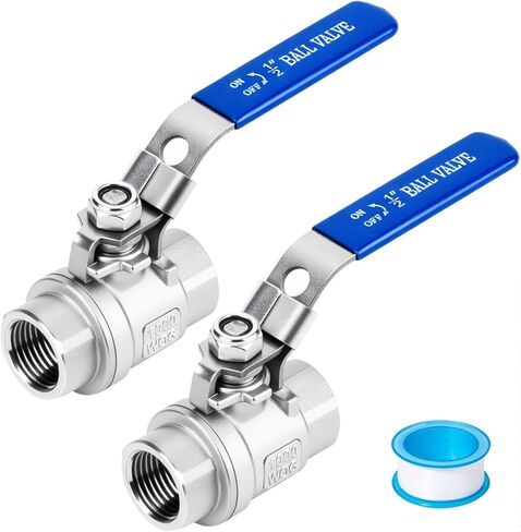 2 حزمة 316 الفولاذ المقاوم للصدأ 3/4 صمام كروي، NPT أنثى 3/4 بوصة صمام كروي كامل المنفذ صمام إغلاق عالي التحمل 1000 WOG للمياه والزيت والغاز (3/4 بوصة) in Kuwait