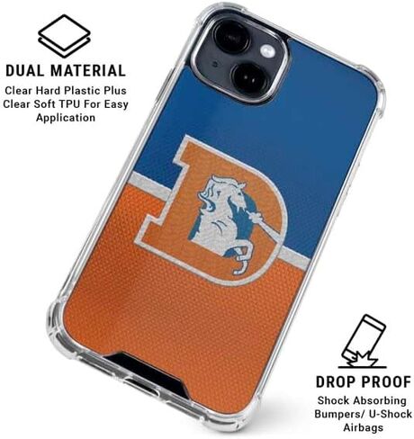 Skinit Clear Phone Case Compatible with iPhone 14 Plus - Officially Licensed NFL Denver Broncos Vintage Design in Saudi Arabia