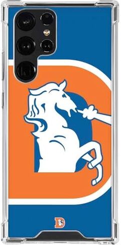 حافظة هاتف Skinit الشفافة متوافقة مع هاتف Galaxy S24 Ultra - تصميم شعار NFL Denver Broncos Retro مرخص رسميًا in Saudi Arabia