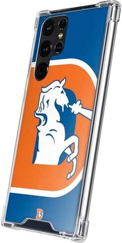 حافظة هاتف Skinit الشفافة متوافقة مع هاتف Galaxy S24 Ultra - تصميم شعار NFL Denver Broncos Retro مرخص رسميًا in Saudi Arabia