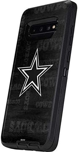 ملصق Skinit متوافق مع OtterBox Defender Galaxy S10 Plus - تصميم أسود وأبيض مرخص رسميًا من NFL Dallas Cowboys in Saudi Arabia
