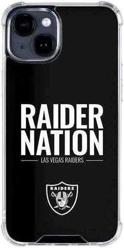 Skinit Clear Phone Case Compatible with iPhone 15 Plus - Officially Licensed NFL Las Vegas Raiders Team Motto Design in Saudi Arabia