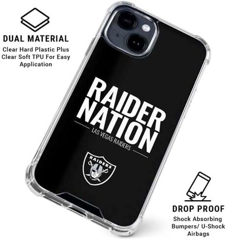Skinit Clear Phone Case Compatible with iPhone 15 Plus - Officially Licensed NFL Las Vegas Raiders Team Motto Design in Saudi Arabia