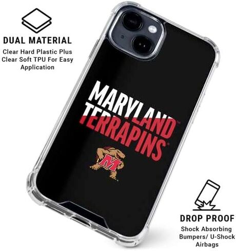 Skinit Clear Phone Case Compatible with iPhone 15 Plus - Officially Licensed University of Maryland Terrapins Athletic Marks Design in Saudi Arabia
