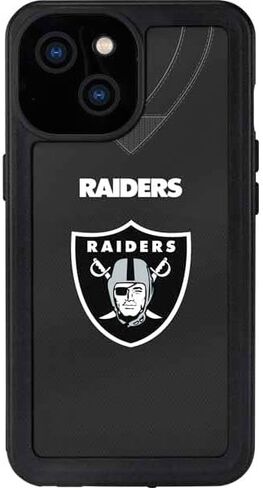 حافظة هاتف مقاومة للماء من Skinit متوافقة مع هاتف iPhone 15 - تصميم جيرسي لفريق NFL Las Vegas Raiders مرخص رسميًا in Saudi Arabia