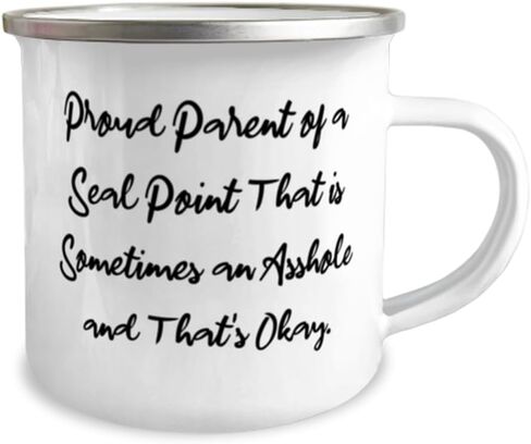 Inspirational Seal Point Cat 12oz Camper Mug, Proud Parent of a Seal Point, Present For Friends, Brilliant Gifts From Friends, Seal point cat gifts, Seal point cat love, Seal point cats and kittens, in Saudi Arabia
