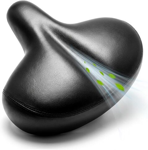 Oversized Bike Seat, Comfort Bike Seat Cushion with Ergonomic Design, Breathable, Waterproof Wide Bicycle Seat, Bike Saddle Replacement for Exercise Bikes, Mountain & E Bikes, Bike Accessories in Saudi Arabia