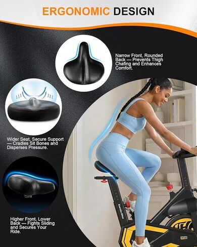 Oversized Bike Seat, Comfort Bike Seat Cushion with Ergonomic Design, Breathable, Waterproof Wide Bicycle Seat, Bike Saddle Replacement for Exercise Bikes, Mountain & E Bikes, Bike Accessories in Saudi Arabia