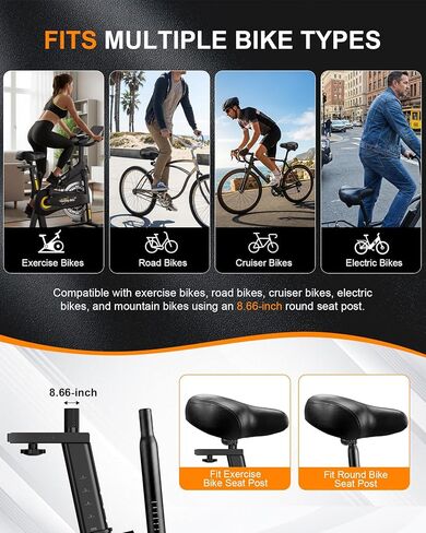 Oversized Bike Seat, Comfort Bike Seat Cushion with Ergonomic Design, Breathable, Waterproof Wide Bicycle Seat, Bike Saddle Replacement for Exercise Bikes, Mountain & E Bikes, Bike Accessories in Saudi Arabia