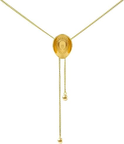 Gold Western Cowgirl Hat Lariat Necklace Cowboy Accessories Bolo Tie Necktie Western Long Adjustable Necklace Jewelry Gift for Women in Kuwait