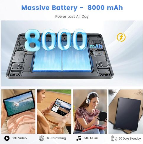 جهاز لوحي ، Android 15 Tablet ، 20 جيجا بايت ذاكرة الوصول العشوائي 128GB ROM 1TB التوسع ، A733 معالج 8 كوبية ، 12 بوصة 2000 × 1200 شاشة لمس in Kuwait