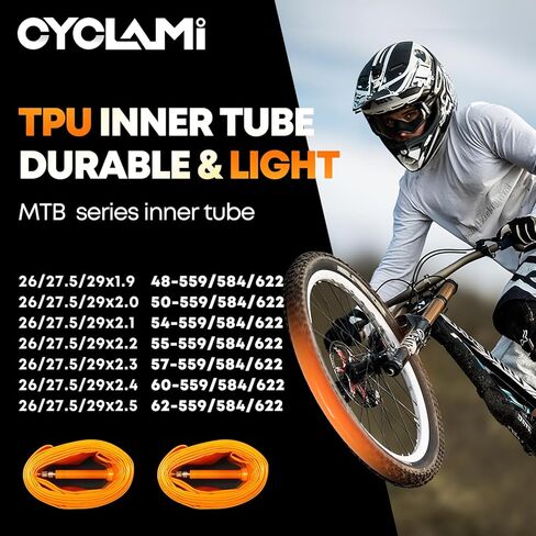 2 Pack 29'' TPU Bike Inner Tube Ultralight Mountain Bicycle Tire Compatible with 29'' x 1.9/2.0/2.1/2.2/2.3/2.4/2.5 Presta Valve 1.77''/45mm for MTB (4*Tire Patch Repair Kit ＆ 2*Tire Levers) in Saudi Arabia