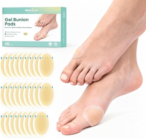 Welnove Hydrocolloid Bunion Pads - Gel Bunion Cushions for Blister Protection, Invisible & Breathable Waterproof, All-Day Adhesive - 26 Count in Saudi Arabia