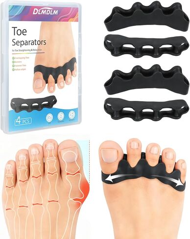 4 قطع من فواصل أصابع القدم من السيليكون لتصحيح محاذاة أصابع القدم للنساء والرجال، وأداة تمليس فواصل أصابع القدم لتخفيف الورم وأصابع القدم المطرقية وأصابع القدم المتداخلة (متوسطة) in Kuwait