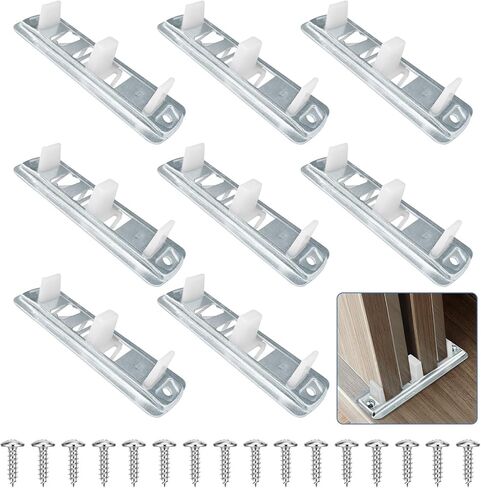 Sliding Closet Door Floor Guide, Adjustable Closet Door Guides for Floor,Stamped Steel Sliding Closet Door Hardware Compatible with Prime-Line N 6560 Fits 3/4" to 1-3/8" Doors(2 Pack，White) in Saudi Arabia