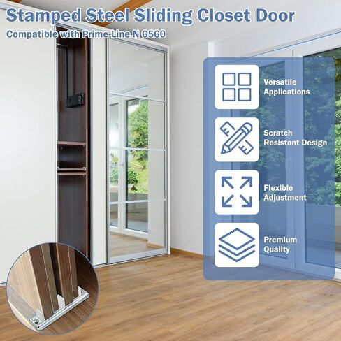 Sliding Closet Door Floor Guide, Adjustable Closet Door Guides for Floor,Stamped Steel Sliding Closet Door Hardware Compatible with Prime-Line N 6560 Fits 3/4" to 1-3/8" Doors(2 Pack，White) in Saudi Arabia