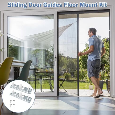 Sliding Closet Door Floor Guide, Adjustable Closet Door Guides for Floor,Stamped Steel Sliding Closet Door Hardware Compatible with Prime-Line N 6560 Fits 3/4" to 1-3/8" Doors(2 Pack，White) in Saudi Arabia