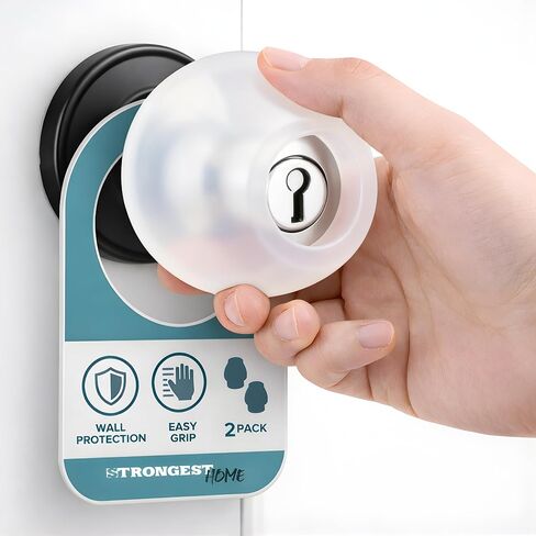 أقوى غطاء مقبض باب من السيليكون الشفاف وواقي للحائط - مقبض مطاطي ناعم لدعم التهاب المفاصل ومنع الأضرار الهادئة (عبوتان) in Kuwait