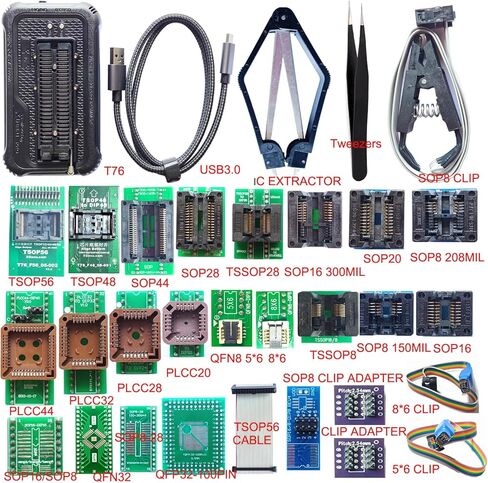 T76 مبرمج USB3.0 برنامج عالمي 24 محول عدة دعم EEPROM NOR NAND EMMC MCU GAL مقبس لـ Xgecu TL866II T48 T56 برنامج استبدال IC اختبار رقاقة قارئ الكاتب in Saudi Arabia