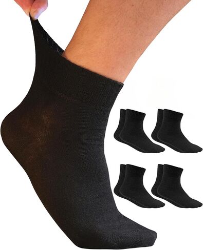 Cotton Diabetic Ankle Socks for Men Size 13-15 XL - Non-Binding, Thin, Wide Loose Fitting Socks Black 4 Pairs in Saudi Arabia