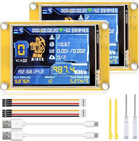 Bitcoin Miner NerdMiner V2 NMMiner ESP-WROOM-32 ESP32 Development Board 2.8 inch Smart Display Lucky Miner Hashrate Module 414KH/s Crypto Solo Lottery Miner in Kuwait