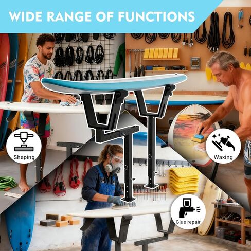 Adjustable Surfboard Shaping Stand, Heavy Duty Surfboard Workbench, Alloy Steel Professional Stable Shaping Station for Indoor Surfboard Shaping, Repair, Waxing & Detailing, Black in Saudi Arabia