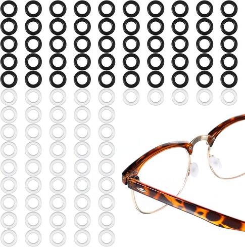 طقم إصلاح النظارات - طقم 100 قطعة من حلقات شد النظارات المصنوعة من السيليكون المضادة للانزلاق (4 مم) لمنع النظارات من الانزلاق، تناسب معظم إطارات النظارات والنظارات الشمسية in Kuwait