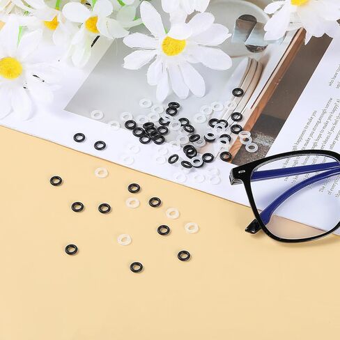 طقم إصلاح النظارات - طقم 100 قطعة من حلقات شد النظارات المصنوعة من السيليكون المضادة للانزلاق (4 مم) لمنع النظارات من الانزلاق، تناسب معظم إطارات النظارات والنظارات الشمسية in Kuwait