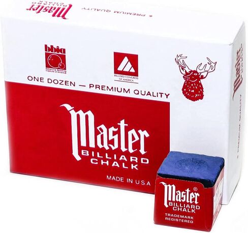 Master Billiard/Pool Cue Chalk Box, 12 Cubes, Blue New Version in Saudi Arabia