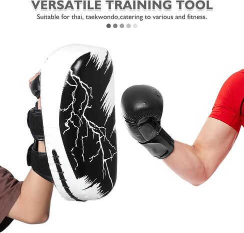 GARVALON Muay Thai Kick Shield ووسادات ركلة التايكوندو، باللونين الأبيض والأسود من البولي يوريثان وسادة تدريب على الملاكمة لممارسة الفنون القتالية واللياقة البدنية والكيك بوكسينغ in Kuwait