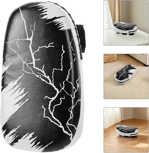 GARVALON Muay Thai Kick Shield ووسادات ركلة التايكوندو، باللونين الأبيض والأسود من البولي يوريثان وسادة تدريب على الملاكمة لممارسة الفنون القتالية واللياقة البدنية والكيك بوكسينغ in Kuwait