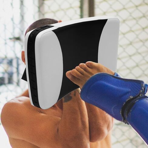 Balacoo Taekwondo Kick Pad تدريب الملاكمة هدف منحني محمول باليد درع ركلة أسود أبيض كبير فنون الدفاع عن النفس السجال حجب الوسادة للتدريب والملاكمة التايلاندية in Saudi Arabia