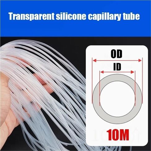 Rubber Hollow Tubes,1 piece Small Capillary Transparent Tube 10M, Thin Soft Silicone Tube for Home Laboratories(0.5X1mm)(5X6mm) in Kuwait