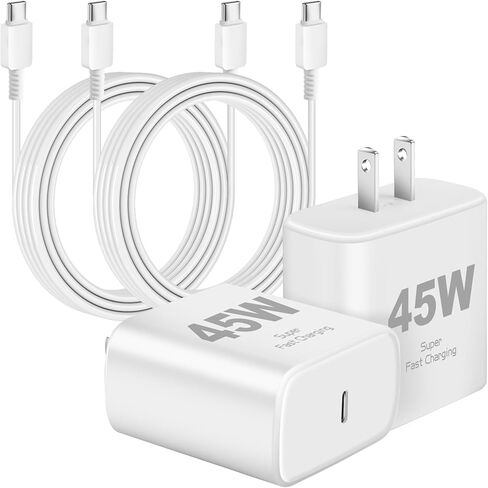 45W Samsung Super Fast Charger USB C Android Phone Chargers ، 2Pack Type T Type C Charger Block 10ft Samsung Charger Fast Charging fast for Samsunggalaxy S25 Ultra/S25+/S24ULTRA/S24/S23/S22/S20/S21+ in Kuwait