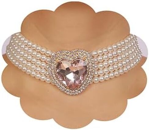 fxmimior Boho Women Multilayer 1920s Love Heart Rhinestone Necklaces Gold Silver Dainty Pearls Layered Choker Necklaces Fashion Red Pink Chunky Pendant Multilayer Adjustable Layering Chain Necklaces for Women Girls in Kuwait