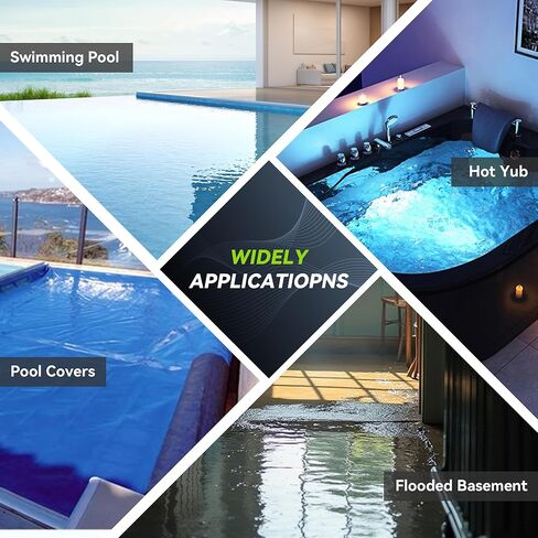 PUMPMAN Automatic Submersible Pool Cover Pump 110 V 1/4 HP 2800 GPH with 2/5" Check Valve Adapter For All Swimming Pools Spas Hot Tubs Rooftops Water Beds With 10FT Power Cord in Saudi Arabia