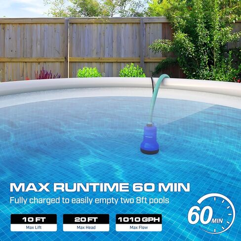 مضخة نقل مياه غاطسة لاسلكية 20 فولت، مضخة مستنقع محمولة 1003 جيجا في الساعة، مضخة مياه تعمل بالبطارية 4.0 أمبير وقت التشغيل 1 ساعة مثالية لحمام السباحة، والمنتجعات الصحية، وحوض الاستحمام الساخن، والحديقة، وتخفيف الفيضانات، والمشروعات الخارجية in Kuwait