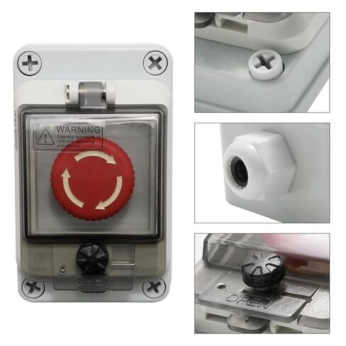 MDEOOSKY IP67 660V 10A زر إيقاف الطوارئ مع صندوق، مفتاح إيقاف الطوارئ E-Stop زر الضغط صندوق مقاوم للماء، استبدال للاستخدام الخارجي in Saudi Arabia