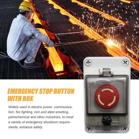 MDEOOSKY IP67 660V 10A زر إيقاف الطوارئ مع صندوق، مفتاح إيقاف الطوارئ E-Stop زر الضغط صندوق مقاوم للماء، استبدال للاستخدام الخارجي in Saudi Arabia