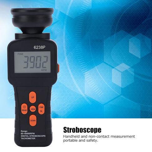 Stroboscope Tachometer, 6238P Portable Large LCD Handheld Digital Stroboscope Flash Tachometer Revolution Meter in Kuwait