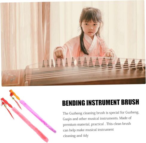 Professional Guzheng Cleaning Brush Long Handle Rabbit Hair Instrument Brush for Guqin Maintenance Random Color in Saudi Arabia