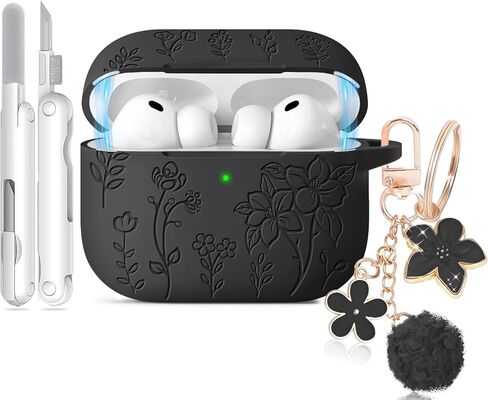 for AirPods Pro 2 Case, Soft Silicone Airpod Pro Case Cover QUTE with Keychain & Cleaning Kit Compatible with AirPods Pro 2nd/1st Generation for Women Girly, Anti-Scratch in Kuwait