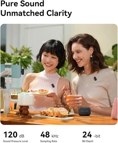 Hollyland Lark A1 Mini Microphone for iPhone & Android,48kHz/24-bit,3-Level Intelligent Noise Cancel,Wireless Microphones for YouTube,Podcast,Tiktok and Vlog (2TX + 2RX + Charging Case,White) in Kuwait