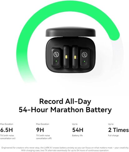 Hollyland Lark A1 Mini Microphone for iPhone & Android,48kHz/24-bit,3-Level Intelligent Noise Cancel,Wireless Microphones for YouTube,Podcast,Tiktok and Vlog (2TX + 2RX + Charging Case,White) in Kuwait