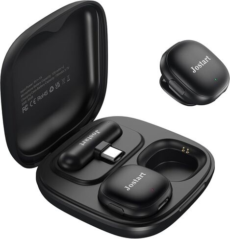 ميكروفون لاسلكي صغير لأجهزة iPhone وAndroid، باستخدام تقنية تقليل الضوضاء الذكية AI - ميكروفون لاسلكي Lavalier لمدونات فيديو YouTube Podcast Tiktok-أسود in Kuwait