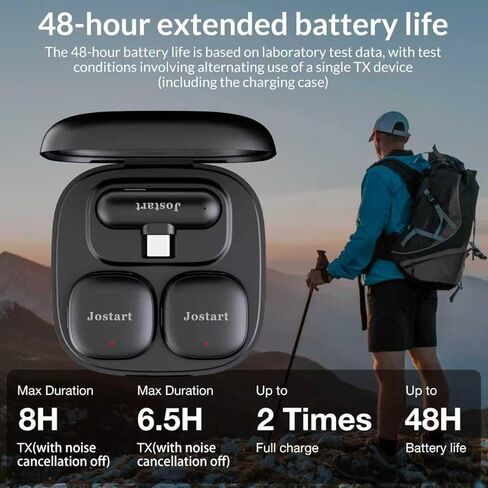 ميكروفون لاسلكي صغير لأجهزة iPhone وAndroid، باستخدام تقنية تقليل الضوضاء الذكية AI - ميكروفون لاسلكي Lavalier لمدونات فيديو YouTube Podcast Tiktok-أسود in Kuwait