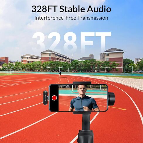 ميكروفون لاسلكي صغير لأجهزة iPhone وAndroid، باستخدام تقنية تقليل الضوضاء الذكية AI - ميكروفون لاسلكي Lavalier لمدونات فيديو YouTube Podcast Tiktok-أسود in Kuwait