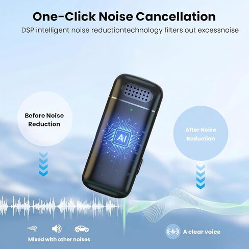 ميكروفون Lavalier لاسلكي لأجهزة iPhone وAndroid مع قابس USB-C، ميكروفون لاسلكي احترافي مع تقليل الضوضاء الذكي لتسجيل الفيديو، ومدونات الفيديو (USB Type-C) in Saudi Arabia
