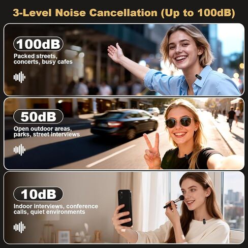 ميكروفون صغير لاسلكي Lavalier لأجهزة iPhone ipad Android، عمر بطارية طويل 30 ساعة، نطاق لاسلكي 100 قدم، إلغاء الضوضاء، التوصيل والتشغيل لمدونات الفيديو، تسجيل الفيديو، البودكاست، يوتيوب، تيك توك in Saudi Arabia